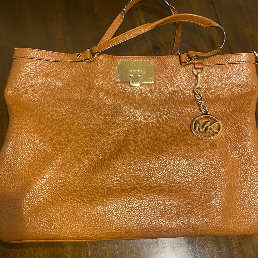 Michael Kors Tan Leather Tote with Gold Accents